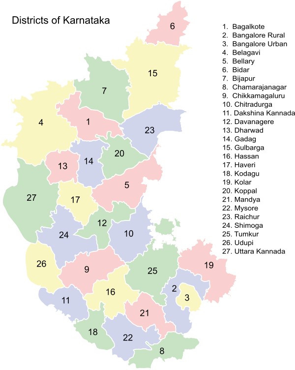 Karnataka Districts Map. Created by PlaneMad 