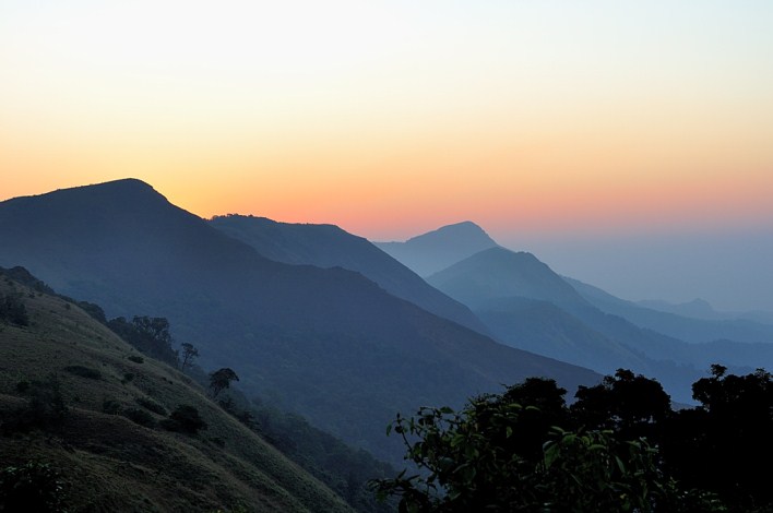 Sunrise at Thadiyandamol hills in Coorg