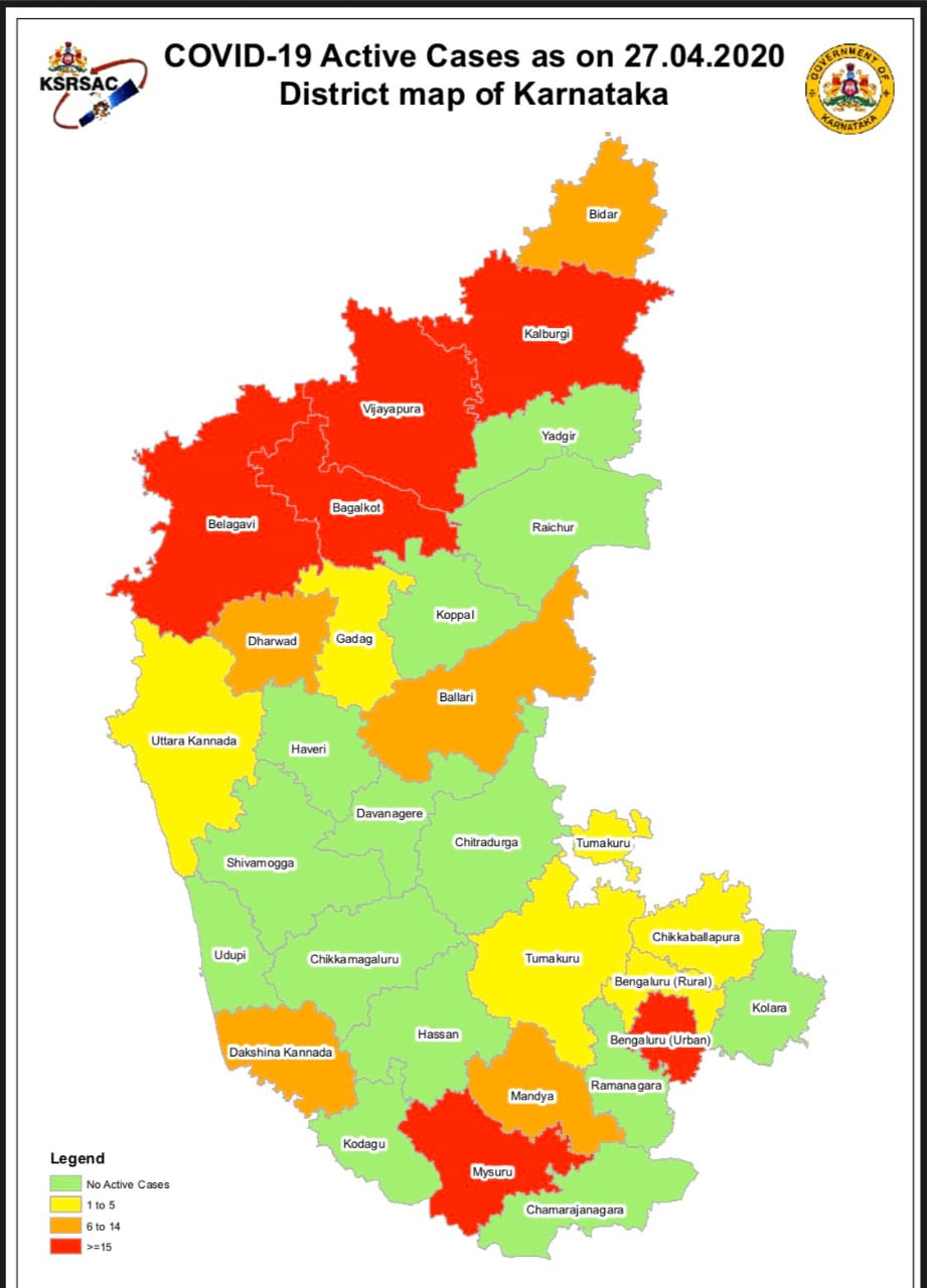 covid karnataka districts map
